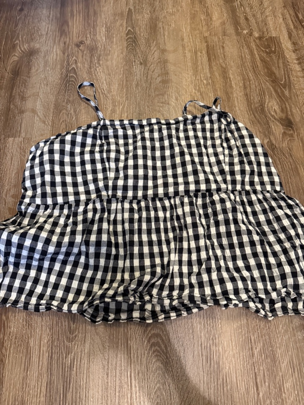 wild fable Black & White Gingham Tiered Spaghetti-Strap Cami Top